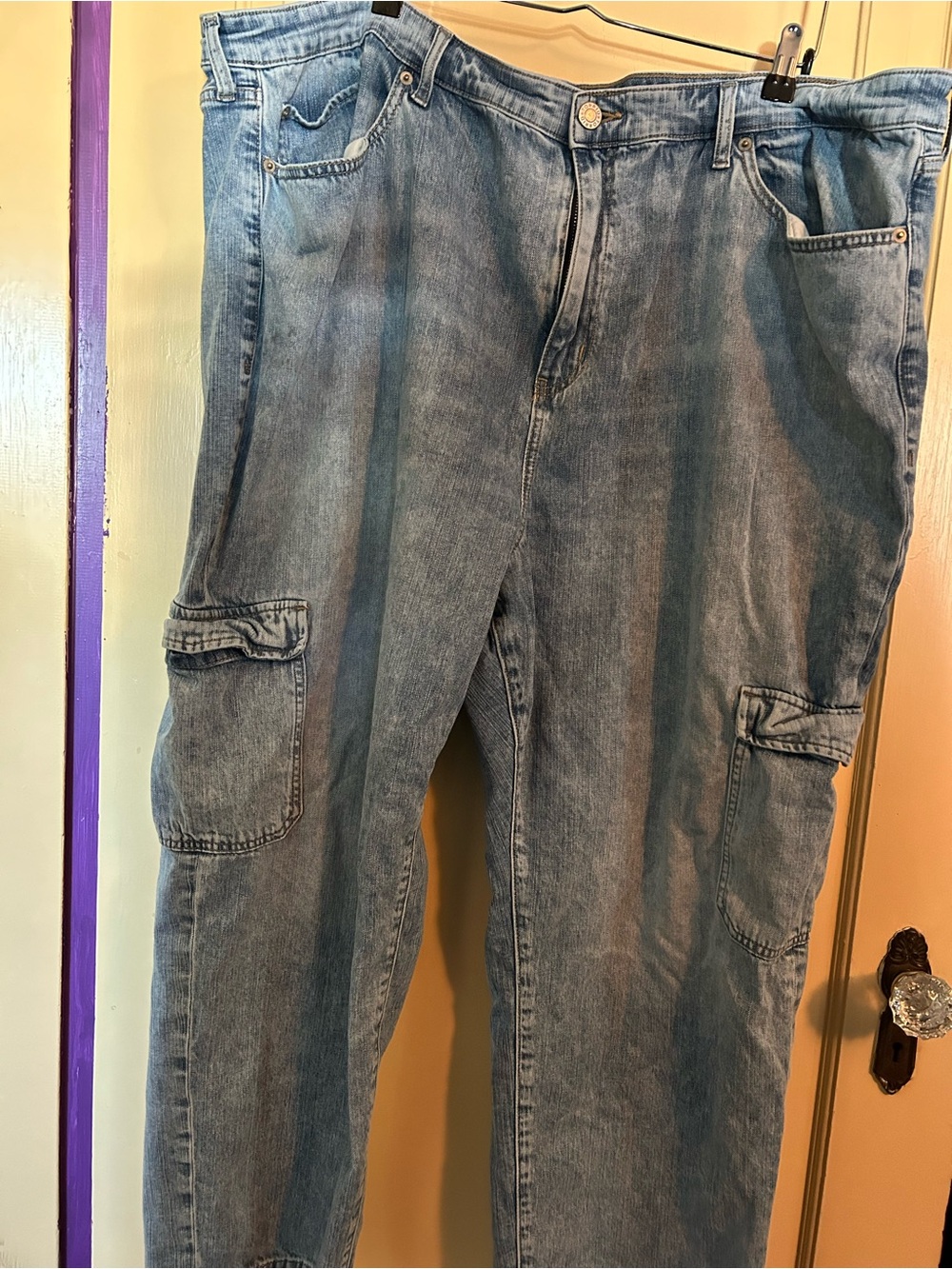torrid Light Wash Straight Leg Cargo Jeans 28short